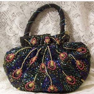 Peacock Design Beaded Handbag